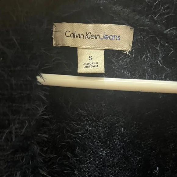 Calvin Klein Jeans Navy Blue Fuzzy Cardigan Size Small - Picture 3 of 8